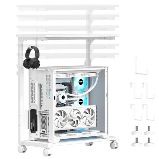 Holdmpcラック昇降式ガレリアゲーミングpcワゴン幅65x奥行32x高さ67~92cmパソコンラックキャスター付き..