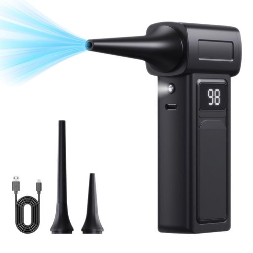 🌈【76m/sの超高速性】新しい強力なブラシレスモーター技術を採用し、風速は76メートル/秒に達します。最高回転速度は200000RPMで。落ち葉の掃除はもちろん、砂ぼこりや水、雪を吹き飛ばすのにも便利です。細かい隙間にある砂や水は、ホウキで掃ききれず残ってしまいがちですが、ブロワーを使用すれば一瞬で吹き飛ばすことができます。駐車場のアスファルトの細かい隙間、玄関のタイル、窓のサッシなどの清掃も効率的に行えます。※注意:デバイスを使用する際は、適切な充電および使用方法に従ってください。操作中にデバイスが熱くなるのは正常なことです、慌てないでください、一定時間使用を一時停止して、正常な温度に戻すことができます。 過充電を避け、デバイスを高温または低温に長時間さらさないでください。 🌈【4段階風速調節&amp;小型軽量】風量は利用シーンに合わせてお好みの強さに調整出来る4段階調整可能のエアダスターです。約260g、手のひらサイズで、片手でも持ちやすいながら、超強噴射でホコリを楽々吹き飛ばせる電動エアダスターです。見た目だけでなく妥協のない追求された操作性にもこだわります。