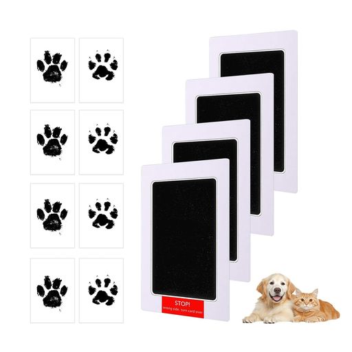 肉球スタンプ4個セット肉球スタンプキット手形足形直接接触なしインク速乾汚れない繰り返し足跡プリントキット記念品成長を記録しペットメモリアルインプリントカード8枚付きかわいい