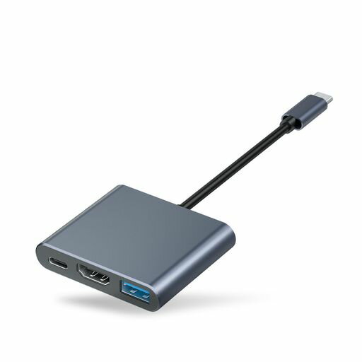 TypeCtoHDMI3in1USBCハブ(4K解像度HDMIポート+USB3.0ポート+PDタイプ100W急速充電ポート)変換アダプタiPadPro、Switch、Matebook、MacBookAir、Surface