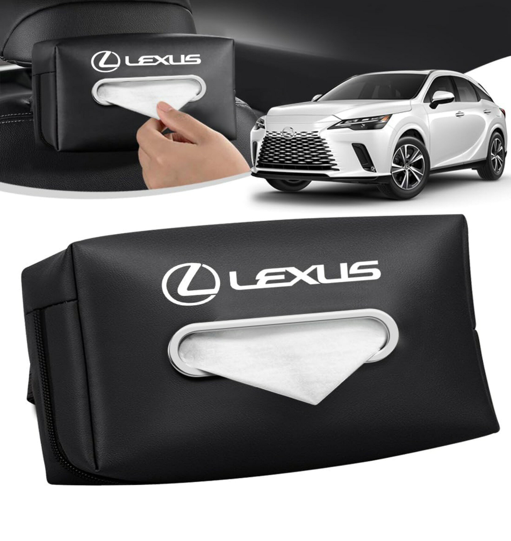 LEXUS(レクサス) レクサスロゴ 車用ティッシュバック ブラック
