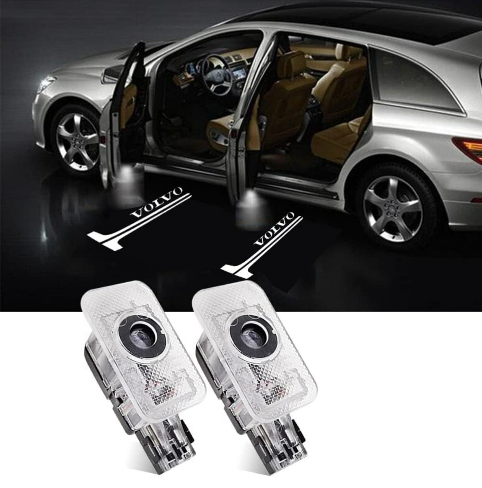 ボルボ車用カーテシ LED カーテシランプ ウェルカムライトカーテシライトロゴ投影ゴースト対応 カーテシライト LEDロゴ カーテシランプ 純正交換タイプ 2個／4個セット