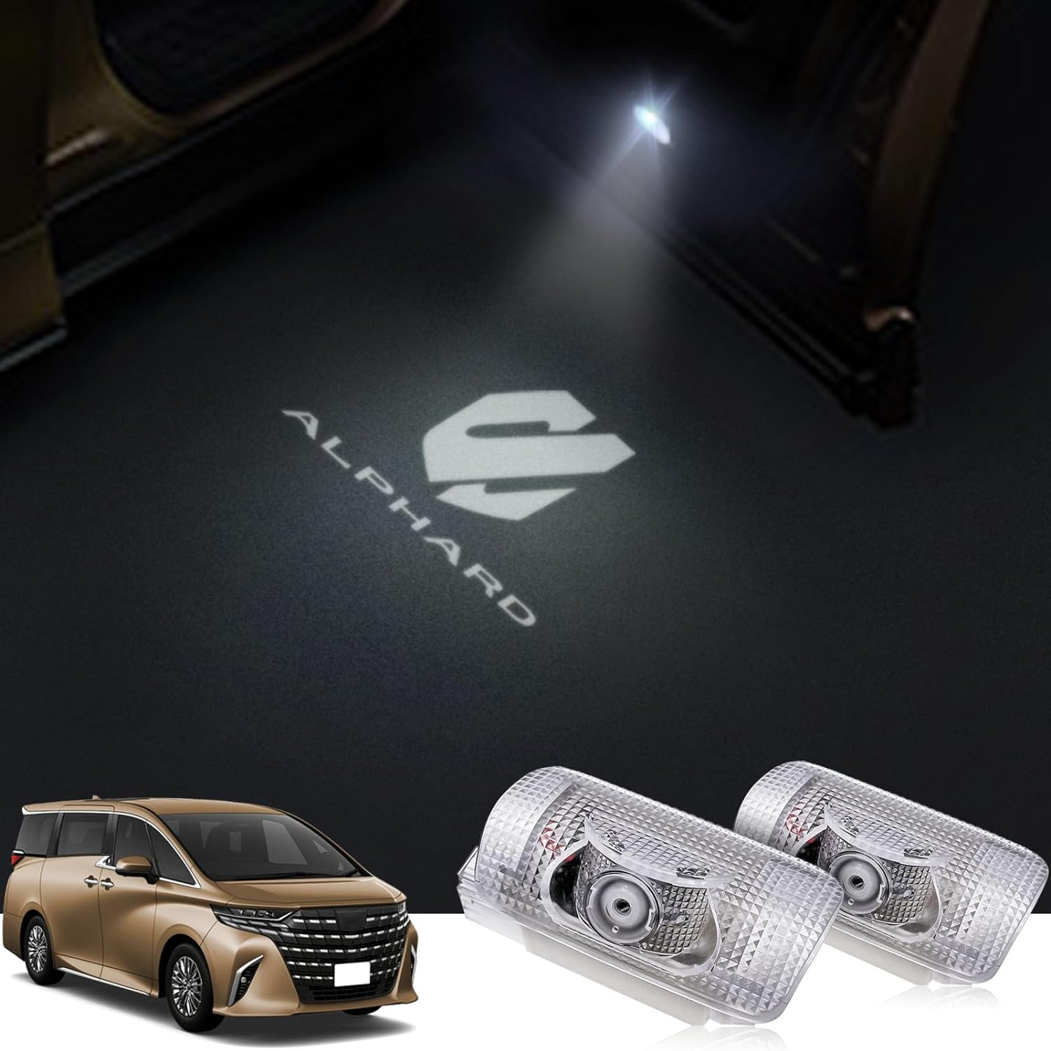 アルファード40系 カーテシランプ 車用カーテシライト 車種専用設計 LEDロゴ投影