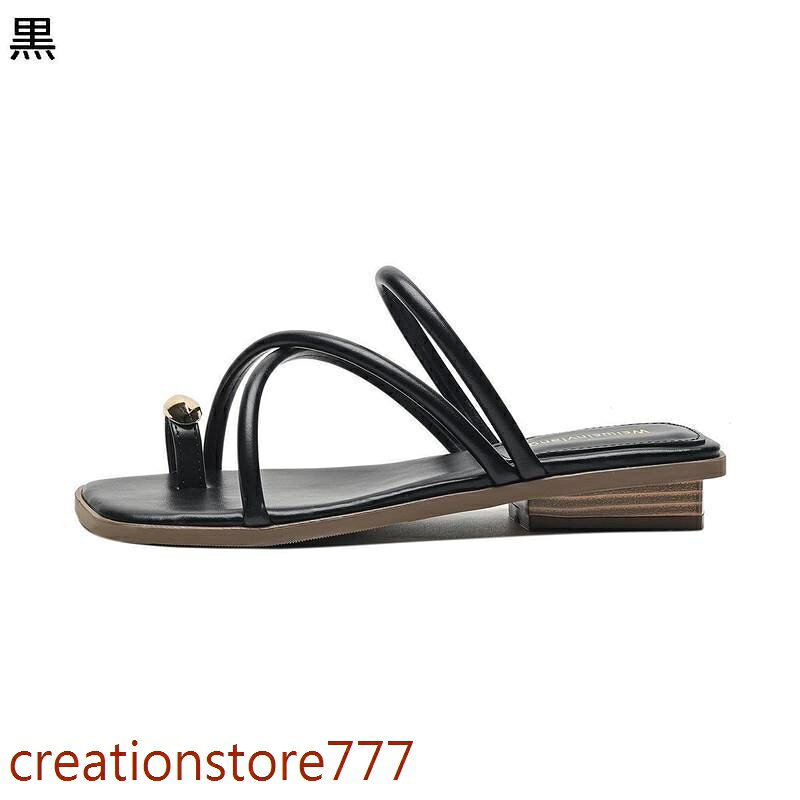 Creation-store楽天市場店の【楽天スーパーSALE】ワンストラップサンダル レディース 夏 ローウェッジ レトロローマ風 ミュールタイプ 外履き おしゃれ デイリー｜アングル2