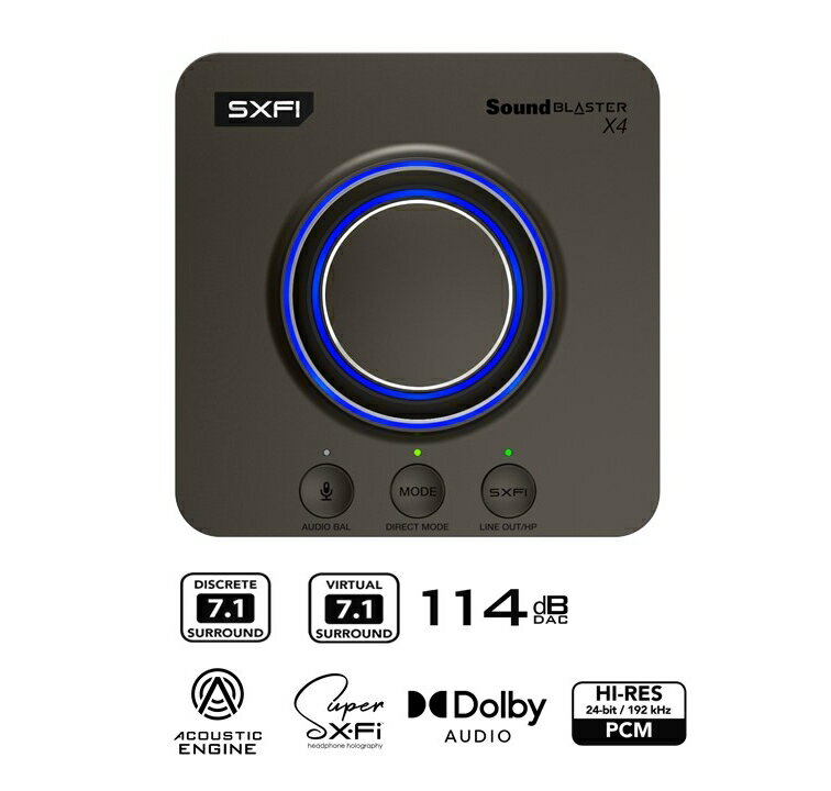 【公式ストア】Sound Blaster X4 Super X-Fi ヘッドホンオーディオ ホログラフィ搭載 ハイレゾ 7.1 USB DACの接続性・操作性強化モデル SB-X-4