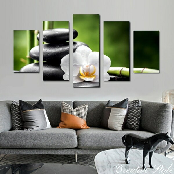 インテリア アートパネル 5枚セット 絵画 油絵風 胡蝶蘭と竹石 夕日 木 海 山 湖 名画 大人 油絵 ファブリックパネル キャンバス 壁デコ 壁飾り 壁掛け...