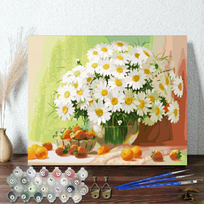 母の日 油絵 花 絵画 大人の塗り絵 数字 塗り絵 油絵風 美術品 インテリア 塗り絵キット 小菊花 【油絵】 セット DIY絵 油絵 キャンバス 油絵の具 壁...