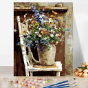 母の日 父の日 大人の塗り絵 絵画 油絵塗り絵 数字塗り絵 油絵風 椅子上の花瓶 名画 【油絵】アクリル絵の具 塗り絵 大人 油絵 油絵セット キャンバス 壁デ...