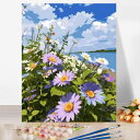 母の日 父の日 油絵塗り絵 大人の塗り絵 絵画 数字塗り絵 油絵風 マーガレットと青空 名画 【油絵】 アクリル絵の具 塗り絵 大人 油絵 油絵セット キャンバ...
