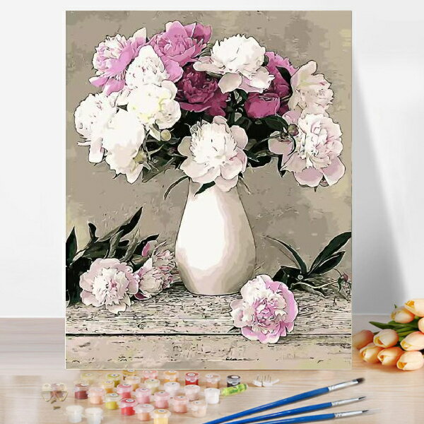 母の日 父の日 油絵塗り絵 大人の塗り絵 絵画 数字塗り絵 油絵風 牡丹 名画 【油絵】 アクリル絵の具 塗り絵 大人 油絵 油絵セット キャンバス 壁デコ 塗...