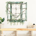 ウォールステッカー 窓 window & cat おしゃれ お花花 木 春 植物 グリーン 緑 壁飾り ウォールシール 壁装飾 インテリア シール 壁紙 シール...