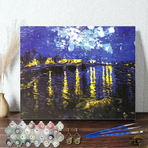 母の日 父の日 大人の塗り絵 絵画 油絵塗り 油絵風 ゴッホの絵 ローヌ川の星月夜 名画 アクリル絵の具 塗り絵 大人 油絵 油絵セット キャンバス 壁デコ 塗り絵セット 壁飾り ギフト 手作り アートパネル 絵 趣味 塗り絵キット 敬老の日 ギフト 初心者 誕生日 新築 お祝い