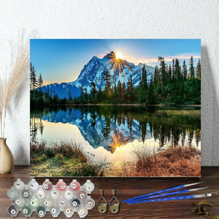 母の日 父の日 大人の塗り絵 絵画 油絵塗り絵 数字塗り絵 油絵風 湖山 名画 【油絵】 アクリル絵の具 塗り絵 大人 油絵 油絵セット キャンバス 壁デコ 塗...