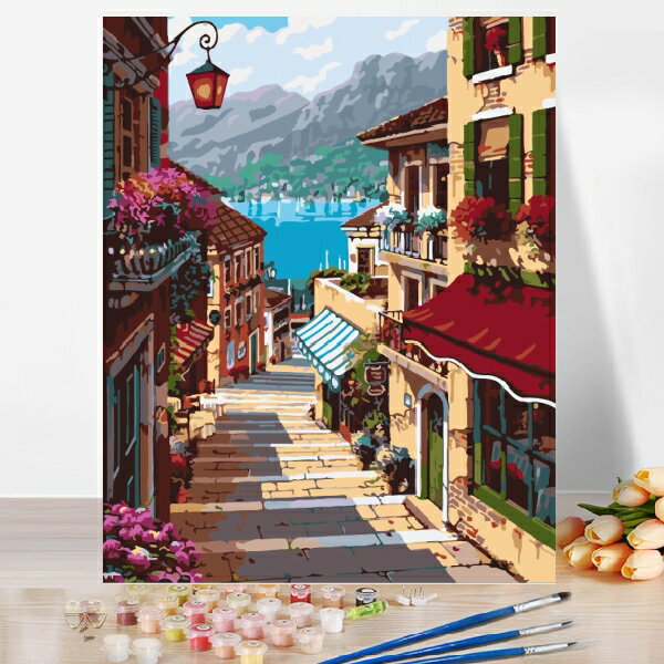 母の日 父の日 油絵 大人の塗り絵 絵画 インテリア 数字塗り絵 油絵風 小町 名画 美術品【油絵】アクリル絵の具 塗り絵 大人 風景画 油絵セット キャンバス...