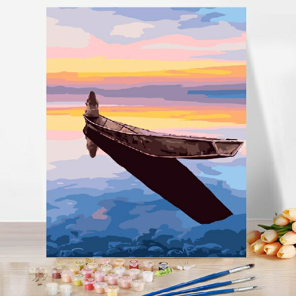 母の日 父の日 油絵 絵画 インテリア 油絵 セット 油絵風 壁掛け 美術品 数字 塗り絵 大人の 塗り絵 キット セット カヌー 風景画 海 アクリル絵の具 ...