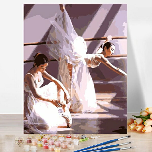 母の日 父の日 油絵塗り絵 大人の塗り絵 絵画 数字塗り絵 油絵風 バレリーナ 名画 【油絵】 アクリル絵の具 塗り絵 大人 油絵 油絵セット キャンバス 壁デ...