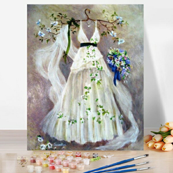母の日 父の日 大人の塗り絵 絵画 油絵塗り絵 油絵セット 塗り絵キット 数字塗り絵 油絵風 ウェディング ドレス 名画 【油絵】 アクリル絵の具 油絵 セット...