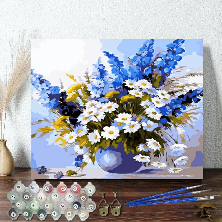 油絵 絵画 インテリア 油絵 セット 油絵風 壁掛け 美術品 数字 大人の 塗り絵 キット セット 花 コスモスとラベンダー 名画 アクリル絵の具 キャンバス 壁デコ 壁飾り ギフト 手作り アートパネル 絵 趣味 プレゼント 敬老の日 父の日 母の日のサムネイル