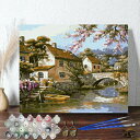 母の日 父の日 大人の塗り絵 絵画 油絵塗り絵 数字塗り絵 油絵風 川沿い小屋 名画 【油絵】アクリル絵の具 塗り絵 大人 油絵 油絵セット キャンバス 壁デコ...