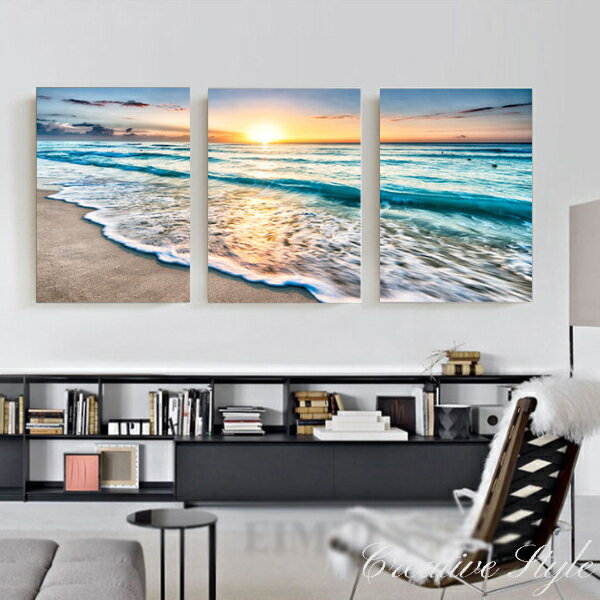 インテリア アートパネル 3枚セット 絵画 油絵風 海の朝日 天池 山 湖 雪 空 秋 南国 滝 夕日 木 海 夕陽 名画 大人 油絵 ファブリックパネル キャ...