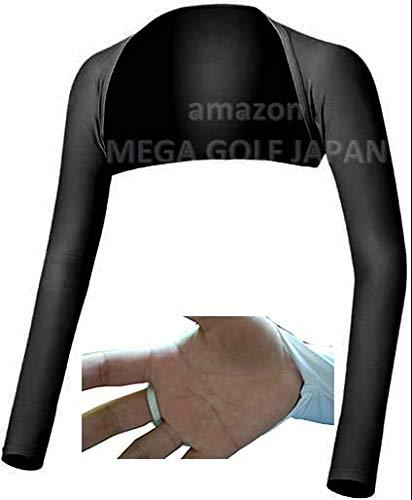レディス 体感温度 -3° UPF 50+ メガゴルフ 夏の雪 ショールアームカバー ロングスリーブ プロト UV-F526 (ブラック, L)