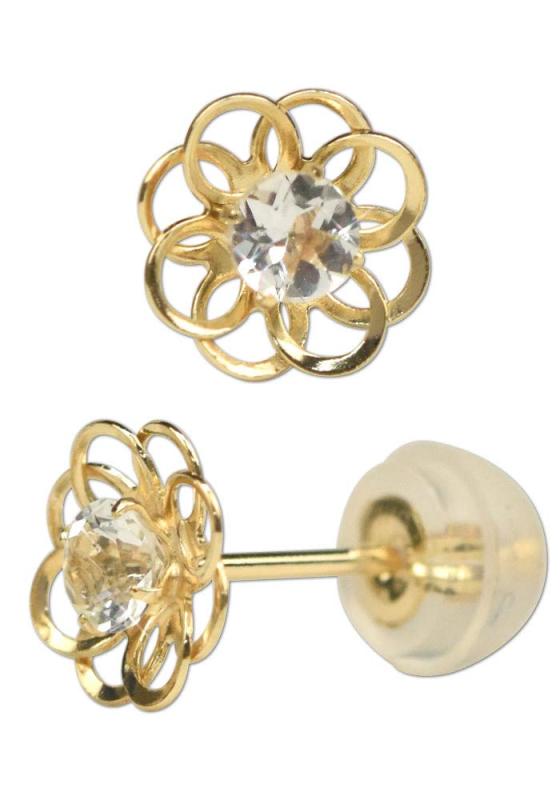 Rakuten - [四葉のクローバー] お花 アクアマリン ピアス 3月誕生石 10k K10 10金 ゴールド 華奢 かわいい レディース 女性 ：Ma732