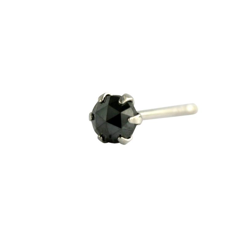 [ダイヤモンドワールド] レディース ジュエリー PT900 ローズカット ブラックダイヤモンド ピアス 0.1ct 片耳ピアス 6本爪タイプ