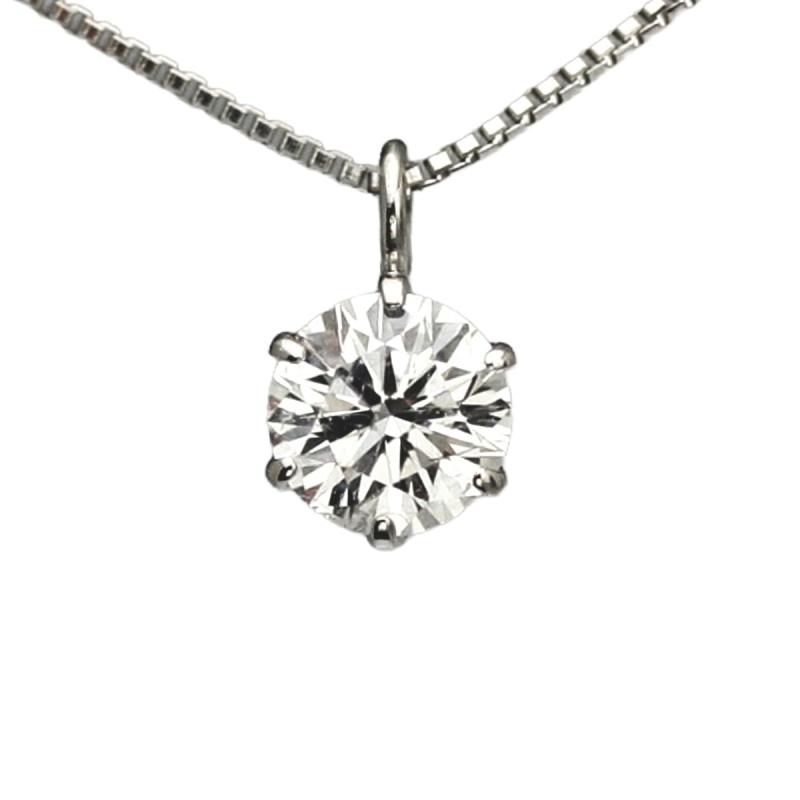 【ダイヤモンドワールド】ダイヤモンド ネックレス 一粒 0.30ct Gカラー SI2 Goodカット PT900 プラチナ ペンダント 6本爪 鑑定書元付 天然 無色透明 レディース