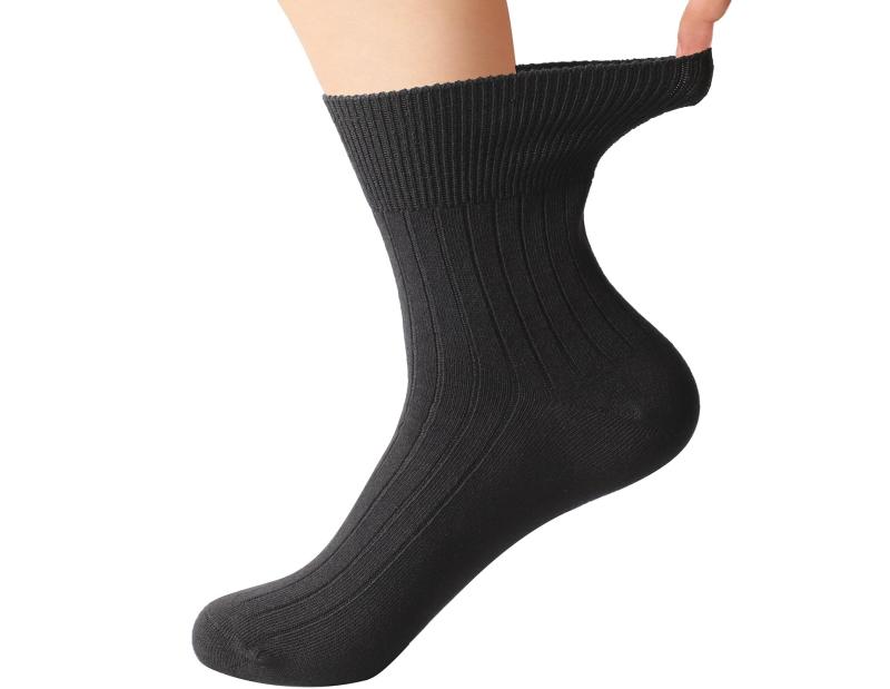 【Yomandamor】 靴下 レディース クルーソックス 通気性 無骨縫い カジュアルソックス 冷感素材 黒色5足セット 22-26cm
