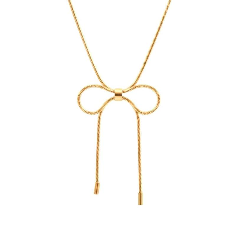 [Galant] リボンモチーフ チョーカーネックレス サージカルステンレス316L 金属アレルギー 18kgp 18金（PVDトリプルコーティング） レディース シンプル