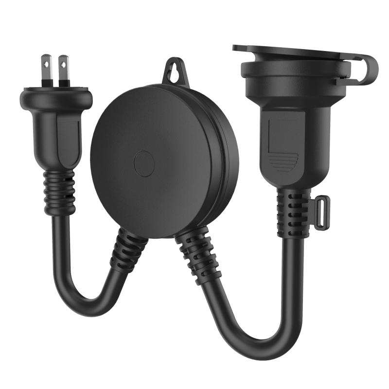 DADJ 光センサー付き電源コンセント 屋外用 防雨型 防水 キャップ付 イルミネーション クリスマスライト用 タイマー コンセント 消し忘れ防止 光センサー シンプル 防雨キャップ付 丸型プラ