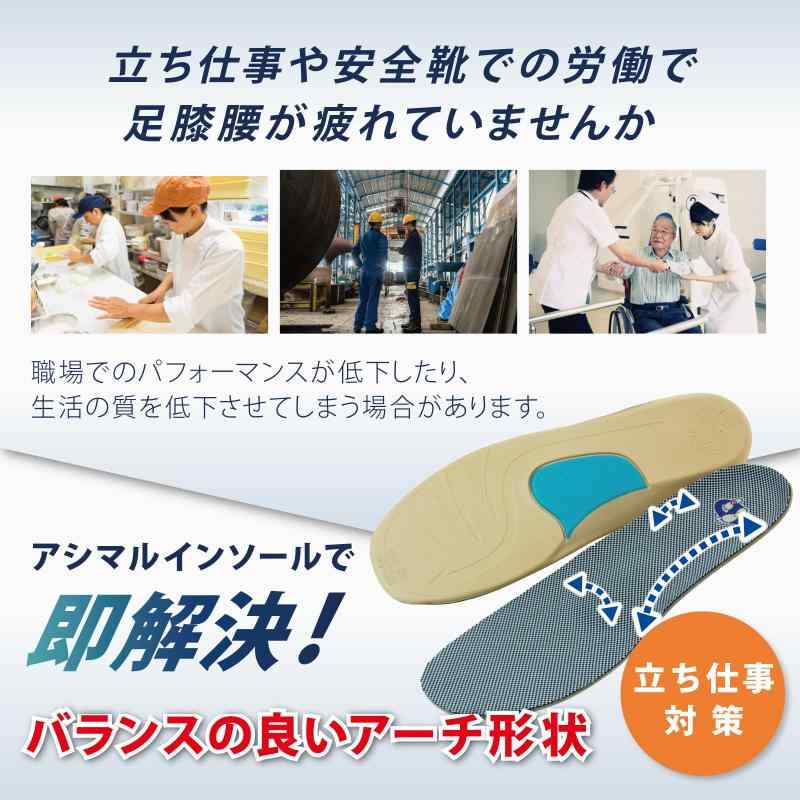 クリエイティブグローバルのアシマル インソール 中敷き 立ち仕事 安全靴 疲れない 足膝腰カカトの不安に アーチサポート 衝撃吸収 消臭 通気 メンズコンフォートII 男性｜アングル3