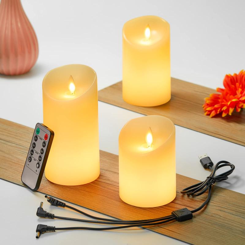 LEDキャンドルライト USB充電式 本物の炎のようにゆらめ ろうそく MELEJIAリモコン搭載 タイマー機能 自動消灯 明るさ調整 暖色光 LEDロウソク インテリア 誕生日 ウェディング パーティー 雰囲