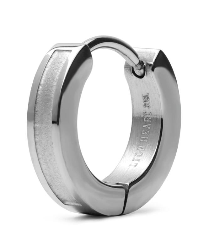 ION HEART ピアスLH-1 ラインフープピアス サージカルステンレス (金属アレルギー対応) メンズ (ポーチ付き)