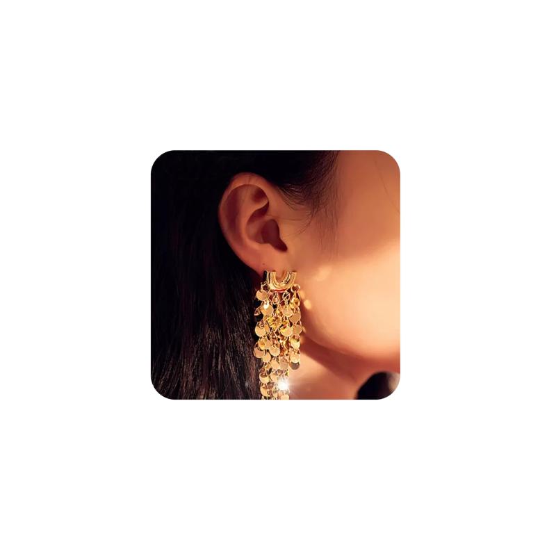 [Mesaro] ネックレス ピアス セット Y字 サージカルステンレス製 スネークチェーン ロング フリンジ チェーン タッセル 揺れる シンプル キラキラ シルバー 金属アレルギー対応 ネックレスチ