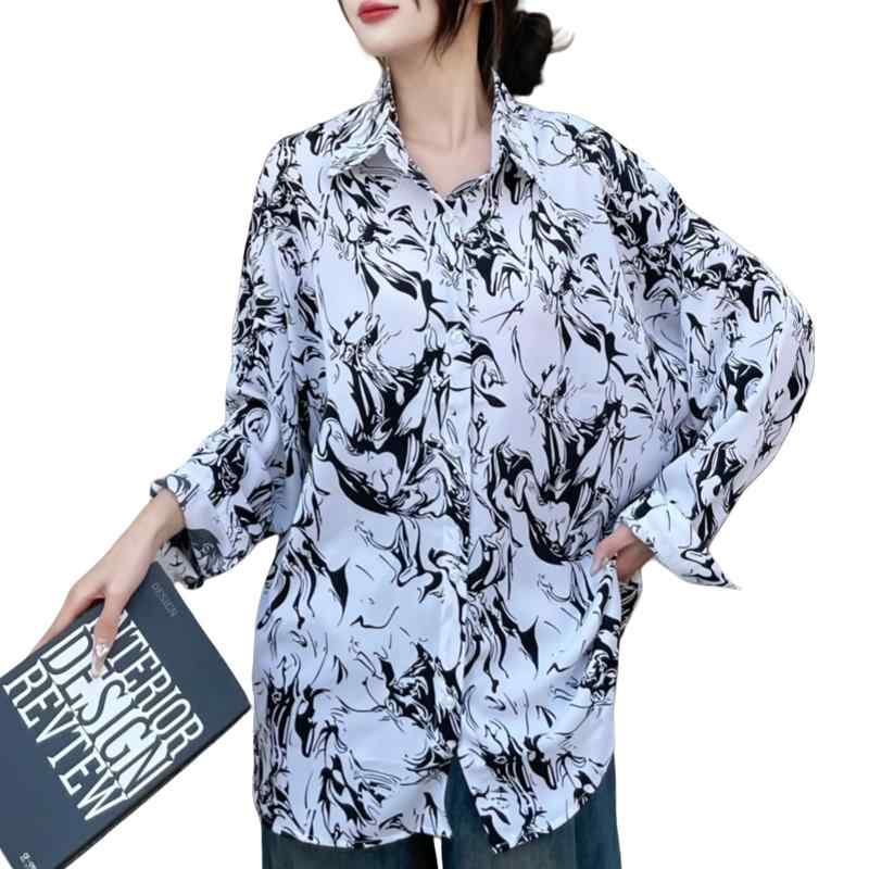 Rakuten - [Merelop Ceto] シャツ ブラウス レディース トップス 長袖 オフィス 水墨プリント シフォンブラウス ゆったり 着瘦せ おしゃれ 韓国ファッション カジュアル 上品 オシャレ 通勤 OL 春夏 秋