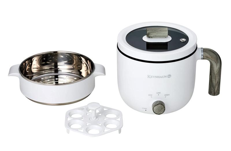 Rakuten - KEVNHAUN ケヴンハウン 一人用鍋からゆで卵まで調理可能電気丸ポット レシピブック付 エッグマイスター せいろ せいろがついているので、温野菜が簡単に作れる 蒸す間にゆで卵を同時進行で