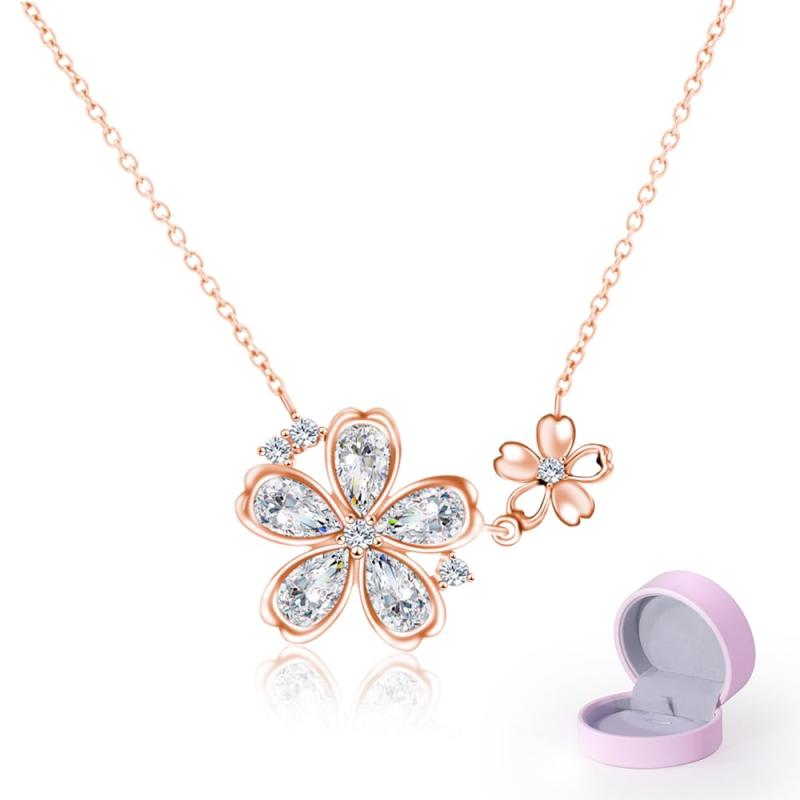 [Naniwaai] ネックレス レディース 上質ジルコニア 「桜の姫」 ネックレス ペンダント 金属アレルギー対応 シルバー925 人気 女性 アクセサリー プレゼント ジュエリー 母の日 お誕生日