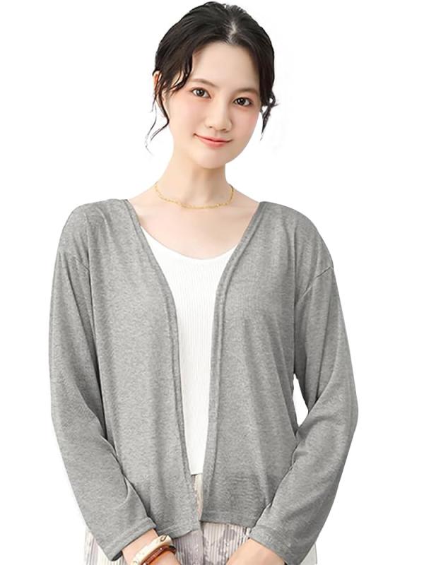 WOFOSY カーディガン レディース Vネック ショート丈 夏用カーディガン ライトウエイト 薄手 UV対策 冷房対策 アウター 通気 吸汗速乾 通勤 春夏秋 WN051