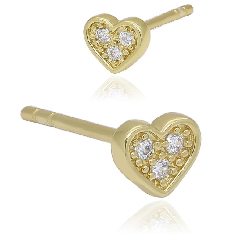 [Adelina Style] ハート ピアス ジルコニア スタッド ピアス 低刺激性 レディース S925純銀製 両耳用