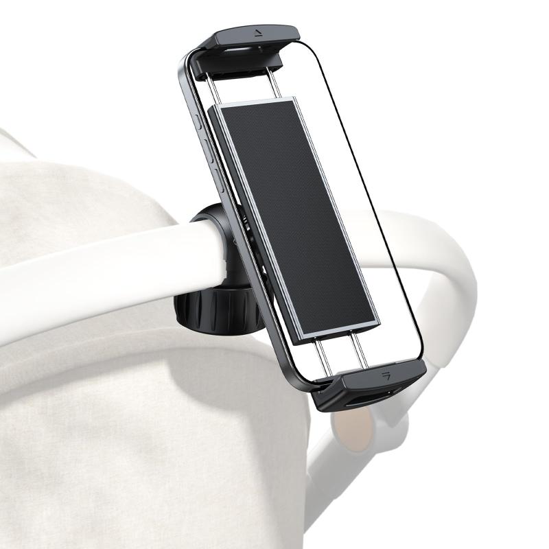 Rakuten - nediea ベビーカー スマホホルダー 360度回転 強力クリップ固定 両手フリー ノブ式ロック ベビーカー/自転車/ゴルフカート/ショッピングカート対応 4.7-12.9インチスマートフォン/タブレット/電