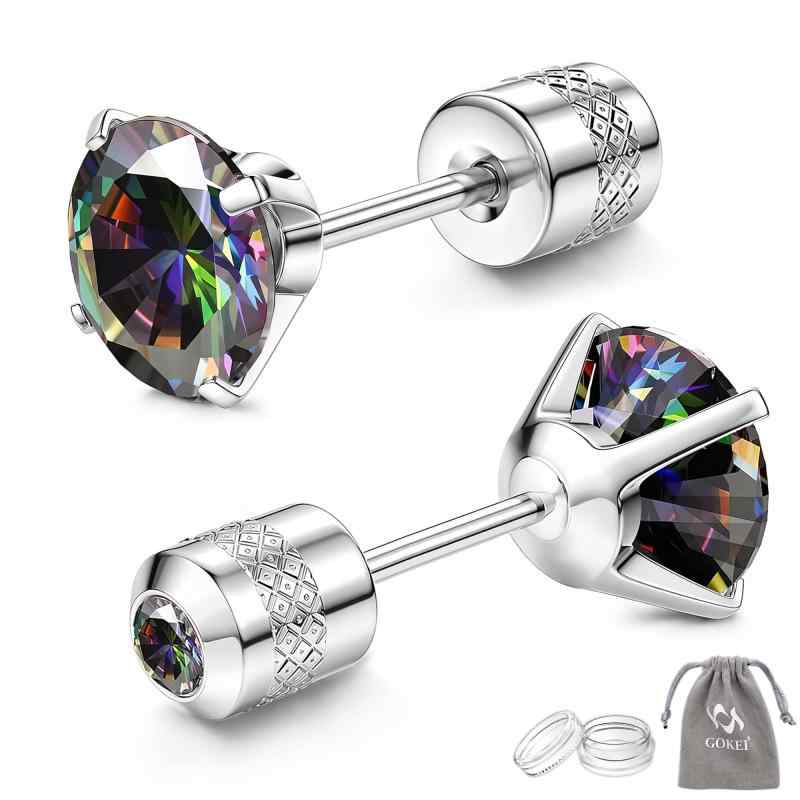 [GOKEI] ピアス レディース 2本 ネジ式ピアス 金属アレルギー対応 ネジ式 つけっぱなし サージカルステンレス ファースト セカンド ピアス ジュエルピアス ジュエルキャッチ pierce ピアッサー