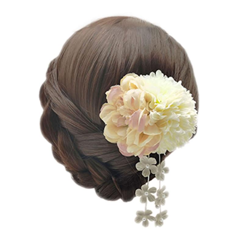 [YiyiLai] 髪飾り 成人式 振袖 ヘアクリップ つまみ細工 花 七五三 袴 着物 小物 和装 卒業式 浴衣 結婚式 髪留め ヘアアクセサリー