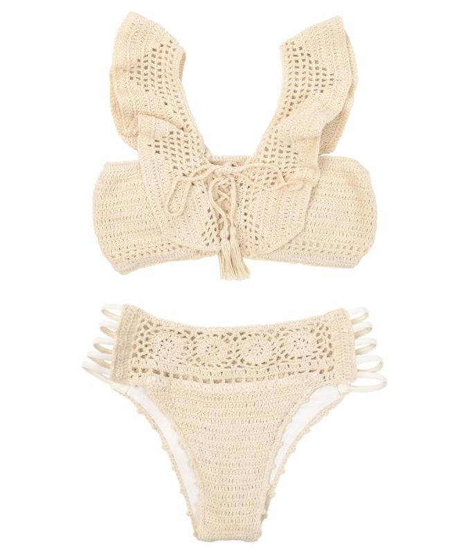 [シードレス] ショルダーフリルクロシェ ビキニ 水着 DVXM0189 レディース