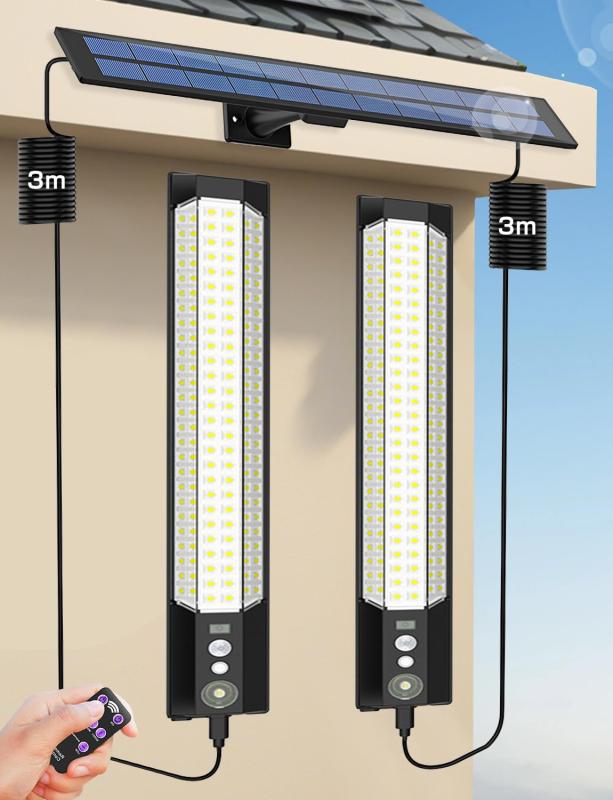 shineshare ソーラーライト 分離型 リモコン付き 2灯 316チップ 人感センサー 3つ知能モード 太陽光発電 省エネ 防水 防犯ライト 壁掛け/庭/柵/玄関/ガーデン/駐車場/地震/停電時適用