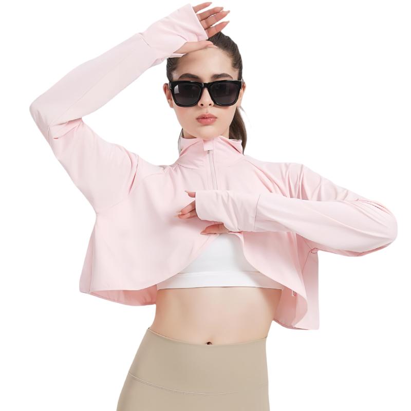 [KOEKOI] UVカット ボレロ レディース カーディガン 夏 立ち襟 首元 薄手 UVカット長袖 ブラウス シャツ 冷房対策 紫外線対策 tシャツ UVカーデ 重ね着 指穴 羽織 おしゃれ ハイネックブ