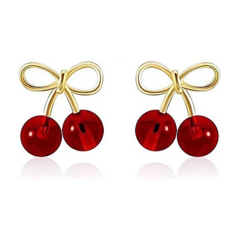 [HUGE TOMATO]さくらんぼ ピアス ネックレス リボン ピアス レディース リンボ 925シルバー 金属アレルギー対応 果物 可愛い サクランボ チェリー 普段使い お誕生日 成人式 卒業式 入学式 クリ