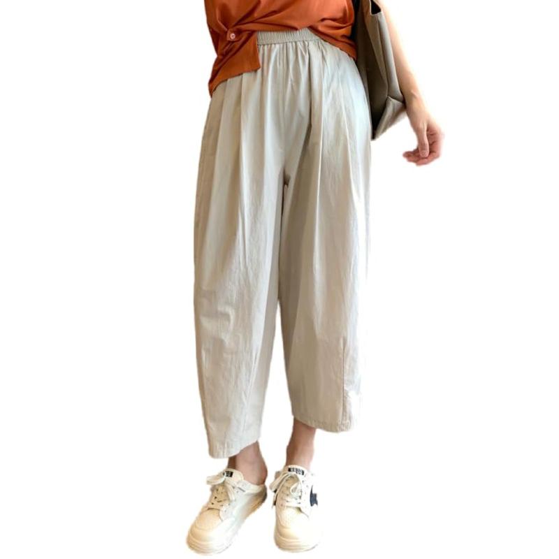 [JINJUDUO] 女性のガウチョパンツファッション風通しの良いカジュアルなパンツナイントラウザー綿春と夏の新しい小さな人ストレートパンツ緩い汎用性の高い