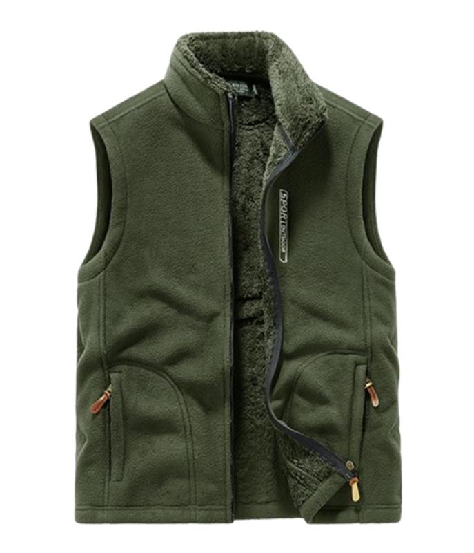 [エムシング] フリース ノースリーブ ジップアップ メンズ 暖かい 裏ボア 羽織り ゴルフ 登山 裏起毛 防寒 春 秋 冬