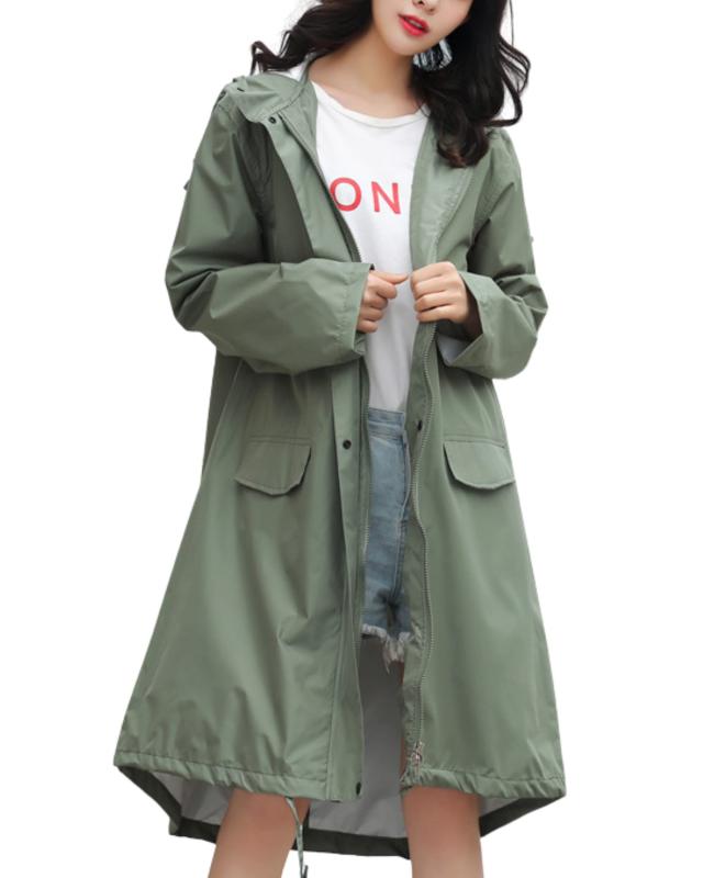 [Fiorior] ＼選べる着丈2種類／【膝丈/ロング丈】 レインコート おしゃれ レディース 通勤 通学 かわいい 撥水 防水 フード 自転車 バイク 梅雨 袋付き 【シルエットが可愛い】